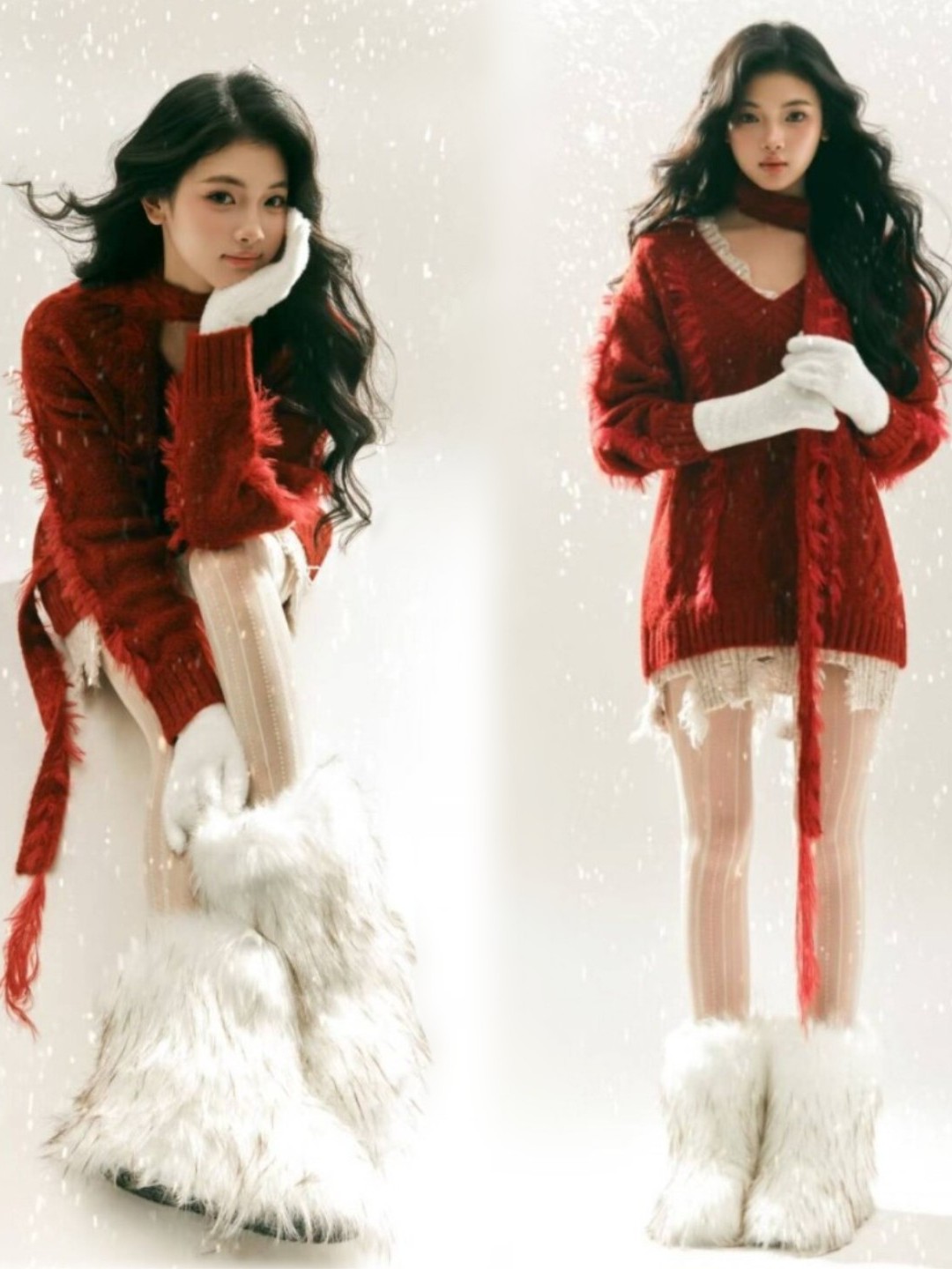 Photography Studio - 2025 Kostum Fotografi Seni Sweater Merah