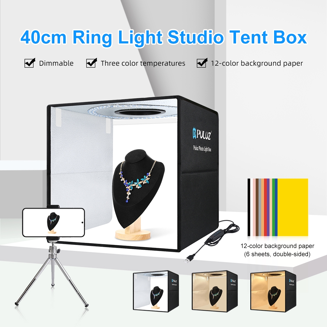 PULUZ 40cm Ring Light Lipat Po - Photography Kit Pro ulasan dan harga