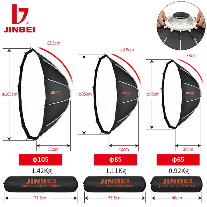 JINBEI 65 Quick Open Parabolic - Photography Studio ulasan dan harga