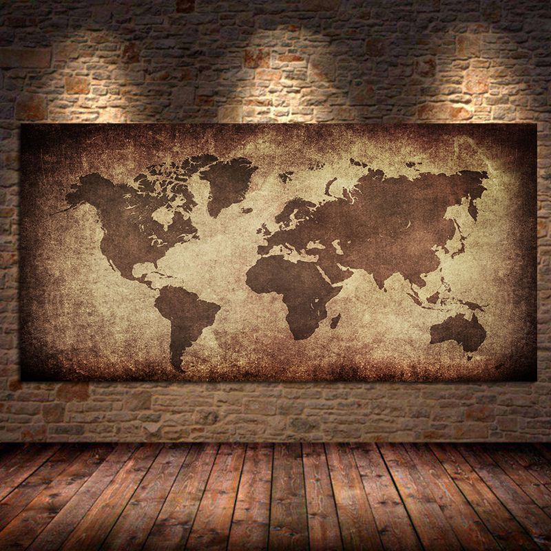 The World Map Retro lukisan ka - Photography Mapped ulasan dan harga
