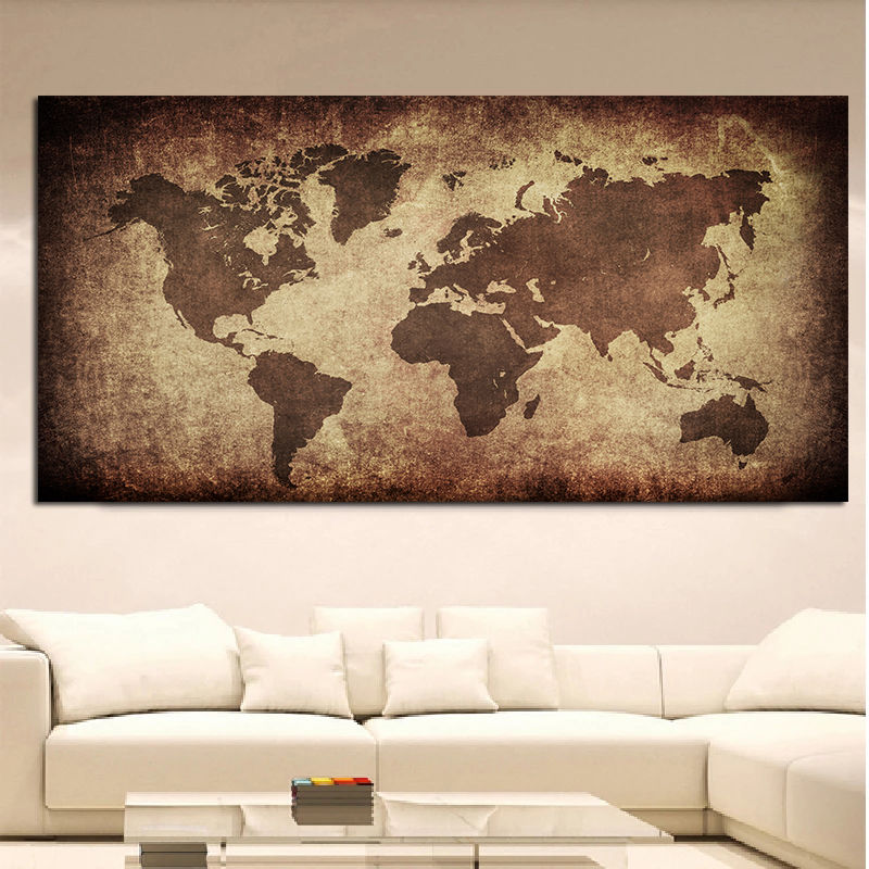 The World Map Retro lukisan ka - Photography Mapped ulasan dan harga