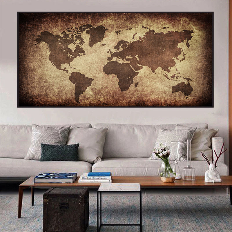 The World Map Retro lukisan ka - Photography Mapped ulasan dan harga