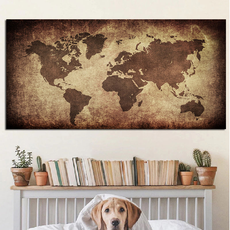 The World Map Retro lukisan ka - Photography Mapped ulasan dan harga